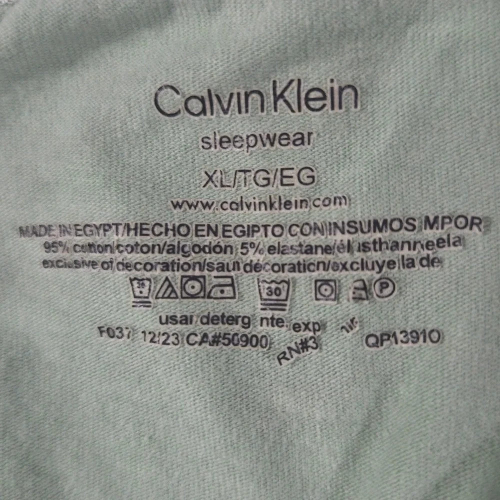 Calvin Klein Womens XL Sage Green White Striped Pajama Set Cami Shorts QP13910